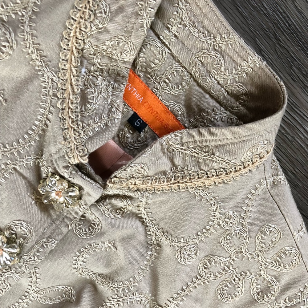 CYNTHIA STEFFE Embroidered Fitted Jacket Size 6